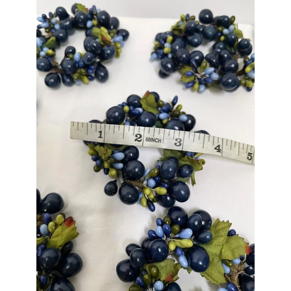 VTG Blue Grape Pip Berry Candle Rings or Napkin Rings - Farmhouse Vineyard Decor